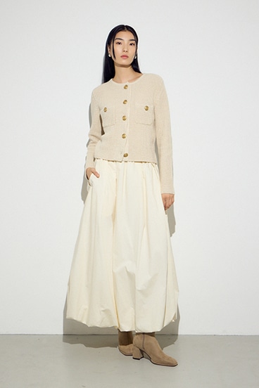 クルーネックツイードライクニットジャケット 詳細画像