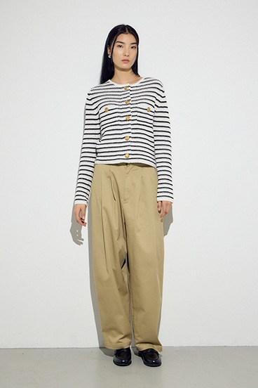 クルーネックツイードライクニットジャケット 詳細画像