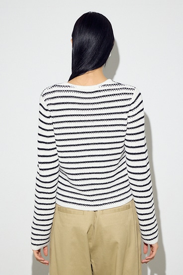 クルーネックツイードライクニットジャケット 詳細画像