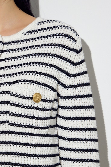 クルーネックツイードライクニットジャケット 詳細画像