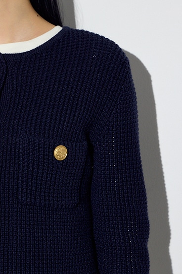 クルーネックツイードライクニットジャケット 詳細画像