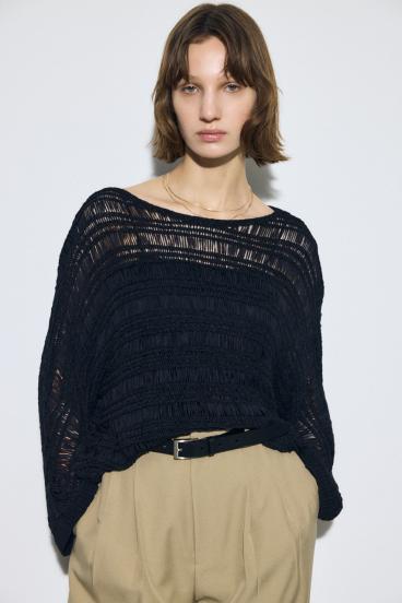 テープヤーンドルマンニットトップス 詳細画像