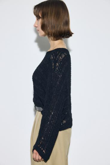 テープヤーンドルマンニットトップス 詳細画像