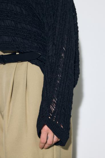 テープヤーンドルマンニットトップス 詳細画像