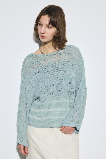 テープヤーンドルマンニットトップス