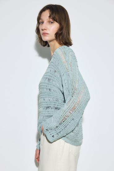 テープヤーンドルマンニットトップス 詳細画像