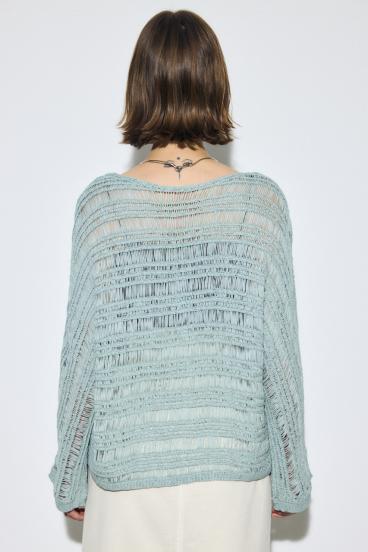 テープヤーンドルマンニットトップス 詳細画像