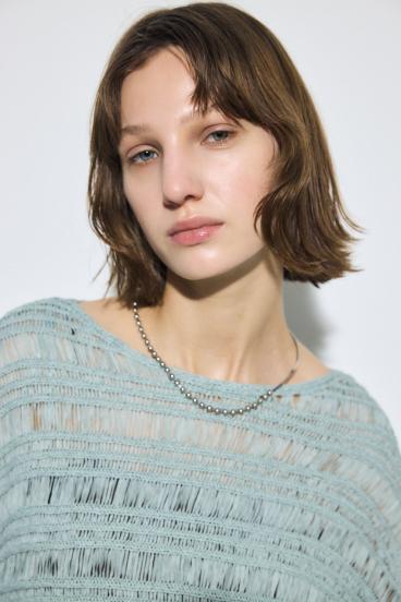 テープヤーンドルマンニットトップス 詳細画像