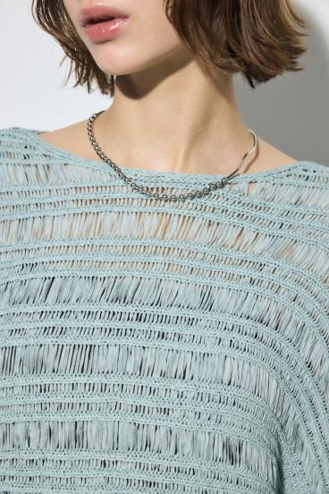 テープヤーンドルマンニットトップス 詳細画像