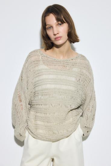 テープヤーンドルマンニットトップス