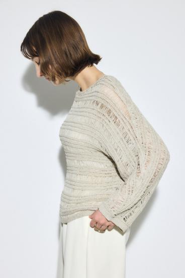 テープヤーンドルマンニットトップス 詳細画像