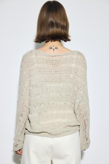 テープヤーンドルマンニットトップス 詳細画像