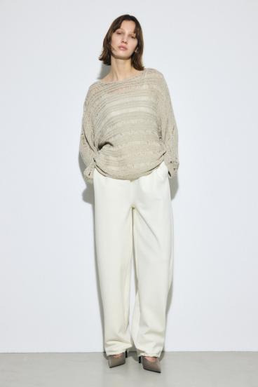 テープヤーンドルマンニットトップス 詳細画像