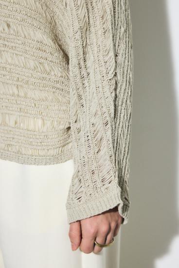 テープヤーンドルマンニットトップス 詳細画像