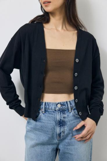 Vネックベーシックニットカーディガン 詳細画像