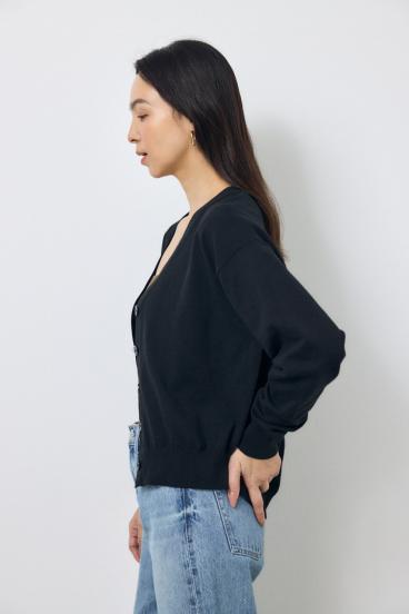 Vネックベーシックニットカーディガン 詳細画像