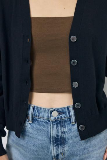 Vネックベーシックニットカーディガン 詳細画像