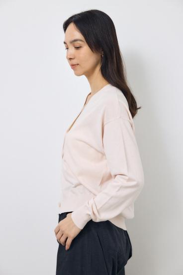 Vネックベーシックニットカーディガン 詳細画像