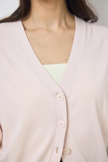 Vネックベーシックニットカーディガン 詳細画像