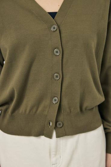 Vネックベーシックニットカーディガン 詳細画像