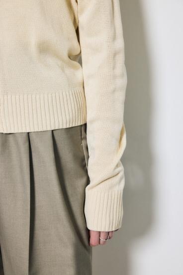 リネンタッチクルーネックニットカーディガン 詳細画像