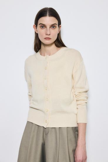 リネンタッチクルーネックニットカーディガン