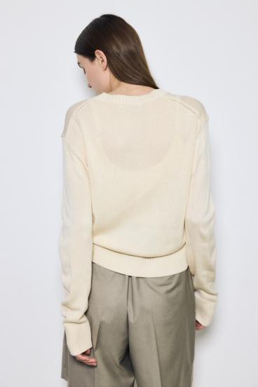 リネンタッチクルーネックニットカーディガン 詳細画像