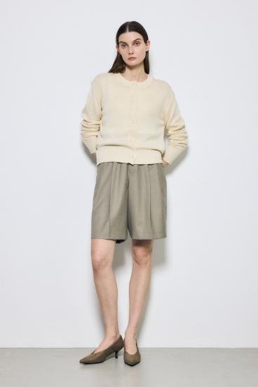 リネンタッチクルーネックニットカーディガン 詳細画像