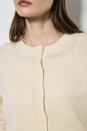 リネンタッチクルーネックニットカーディガン 詳細画像