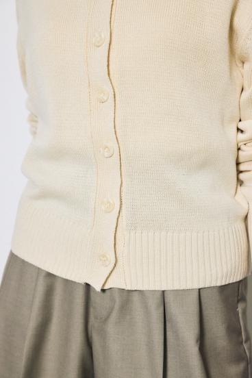 リネンタッチクルーネックニットカーディガン 詳細画像