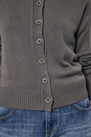 リネンタッチクルーネックニットカーディガン 詳細画像