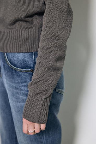 リネンタッチクルーネックニットカーディガン 詳細画像