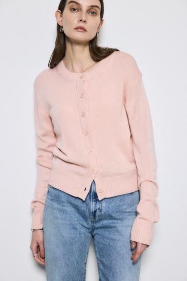 リネンタッチクルーネックニットカーディガン