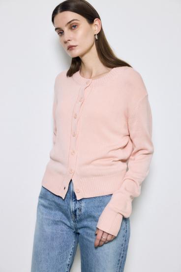 リネンタッチクルーネックニットカーディガン