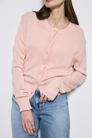 リネンタッチクルーネックニットカーディガン 詳細画像