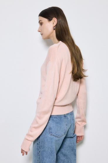 リネンタッチクルーネックニットカーディガン 詳細画像