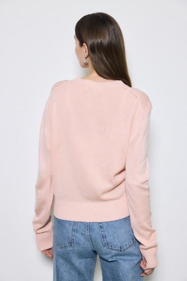 リネンタッチクルーネックニットカーディガン 詳細画像