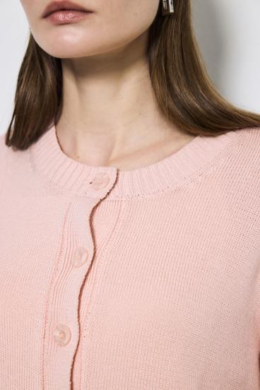 リネンタッチクルーネックニットカーディガン 詳細画像