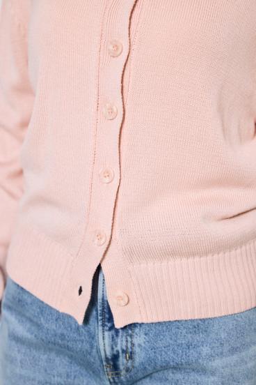 リネンタッチクルーネックニットカーディガン 詳細画像