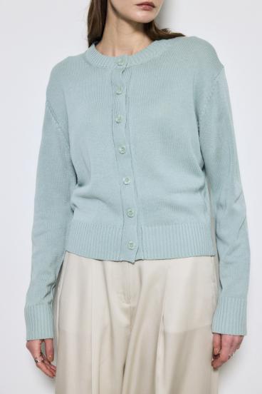 リネンタッチクルーネックニットカーディガン 詳細画像