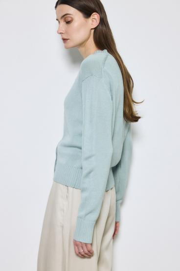 リネンタッチクルーネックニットカーディガン 詳細画像