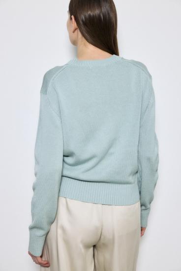 リネンタッチクルーネックニットカーディガン 詳細画像