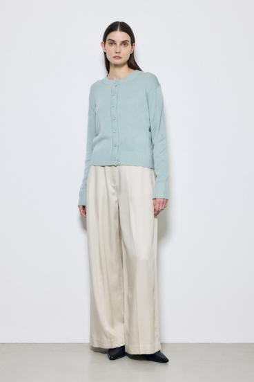 リネンタッチクルーネックニットカーディガン 詳細画像