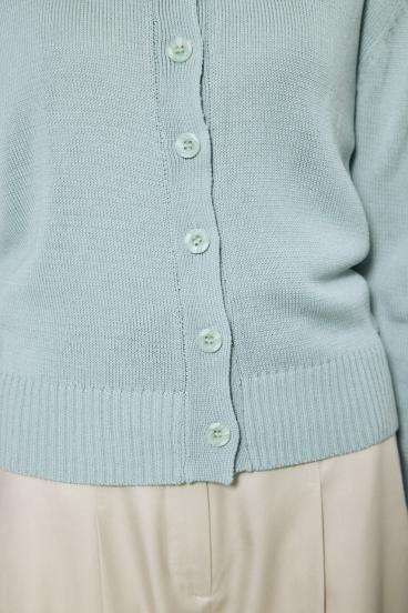 リネンタッチクルーネックニットカーディガン 詳細画像