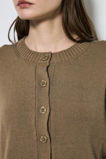 リネンタッチクルーネックニットカーディガン 詳細画像