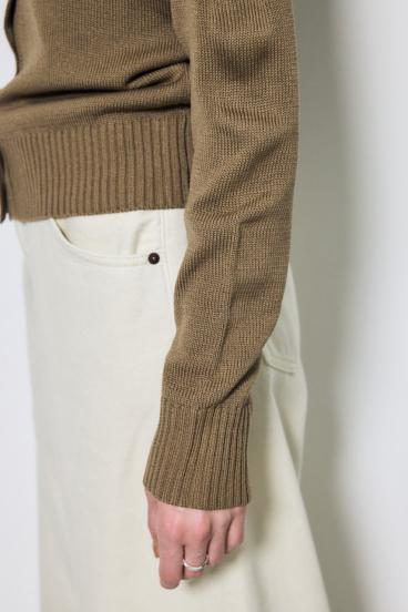 リネンタッチクルーネックニットカーディガン 詳細画像