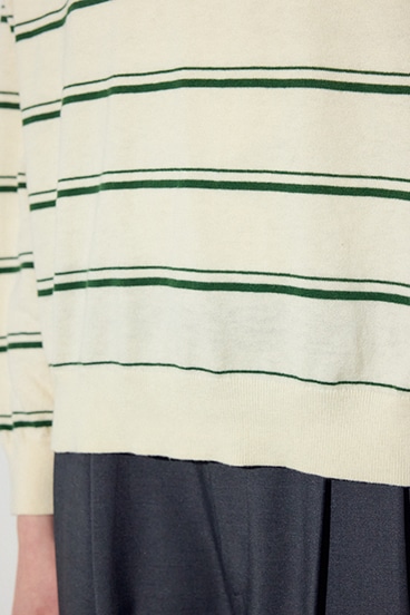 【SS先行アイテム】カシミヤミックスポロカラーボーダーニット 詳細画像