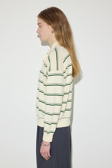 【SS先行アイテム】カシミヤミックスポロカラーボーダーニット 詳細画像