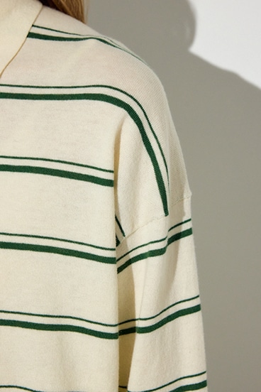 【SS先行アイテム】カシミヤミックスポロカラーボーダーニット 詳細画像