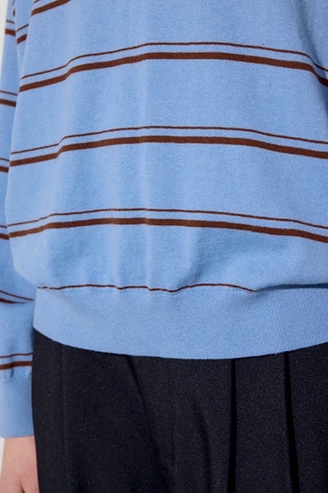 【SS先行アイテム】カシミヤミックスポロカラーボーダーニット 詳細画像